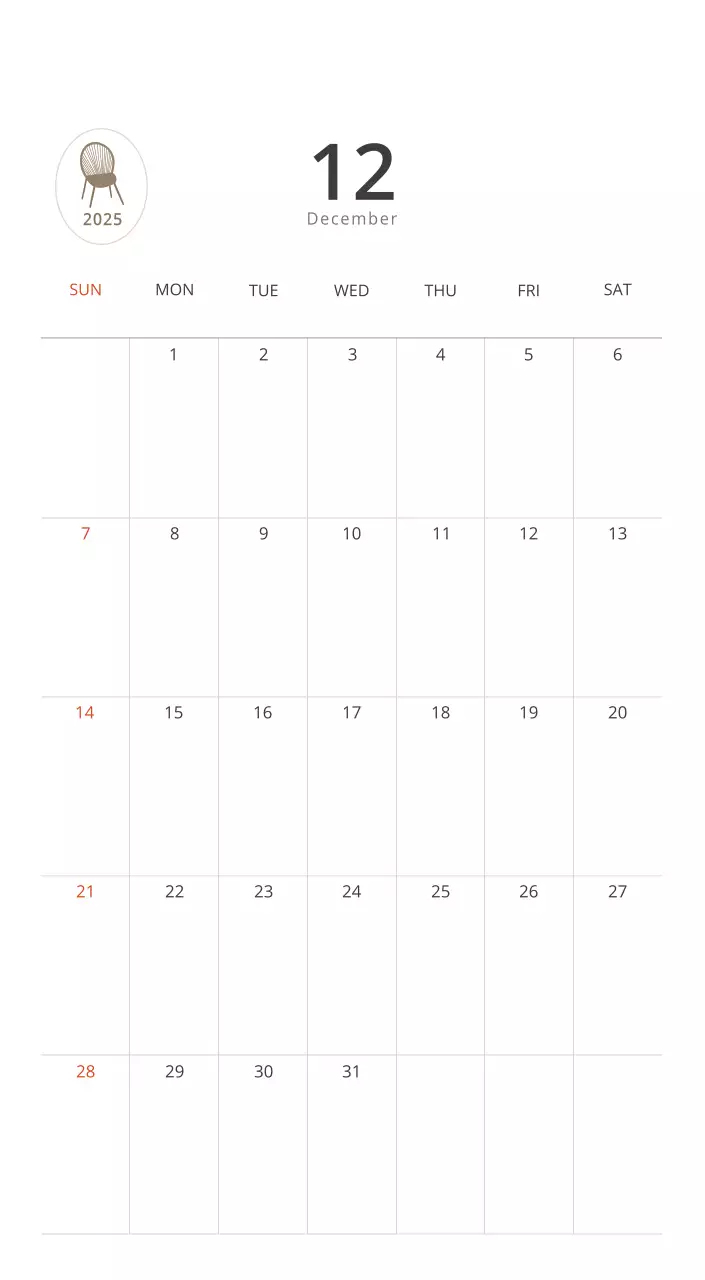 ベージュのミニマルなインテリアカレンダー