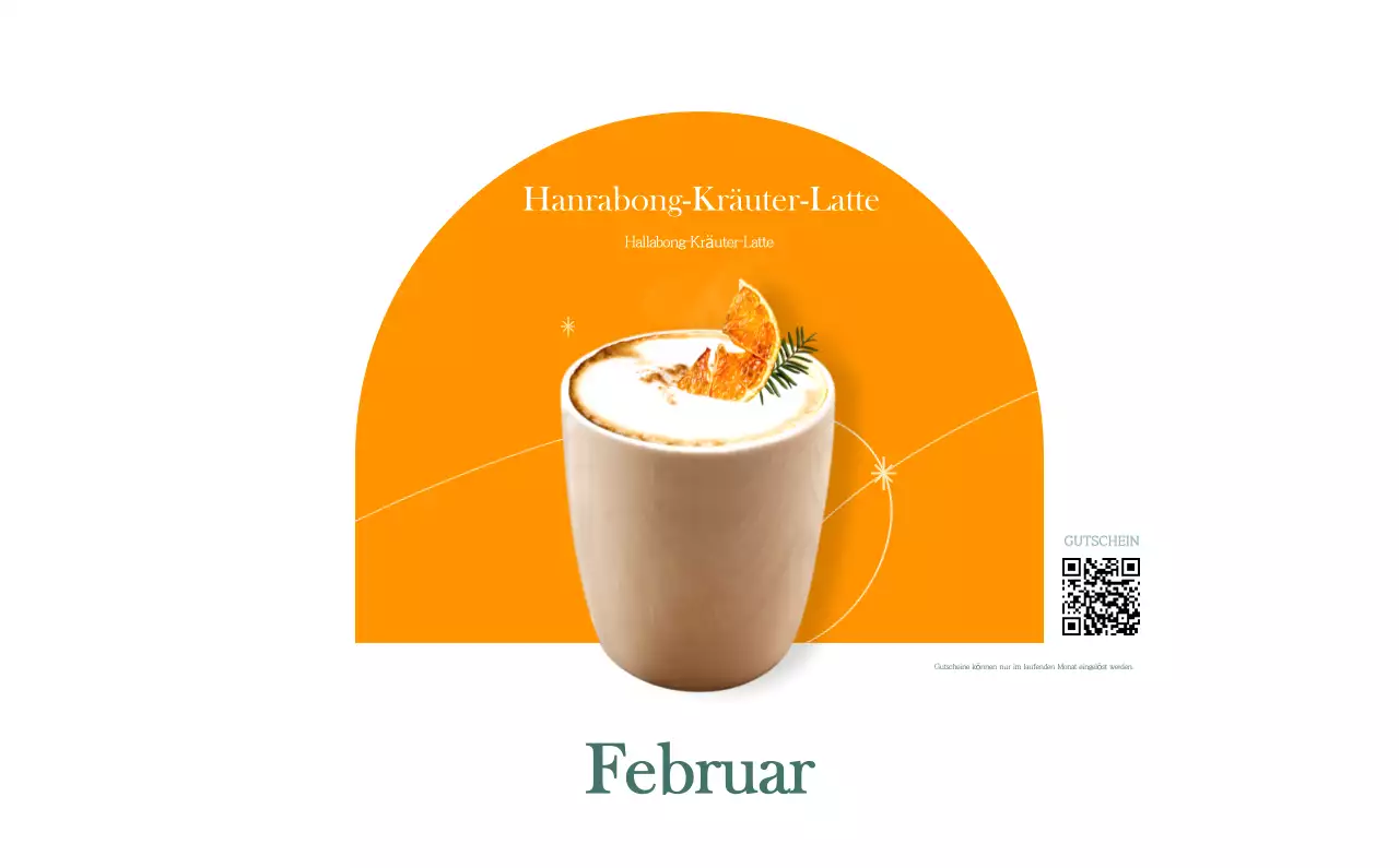 Ein moderner Café-Kalender mit Empfehlungen für das Getränk des Monats