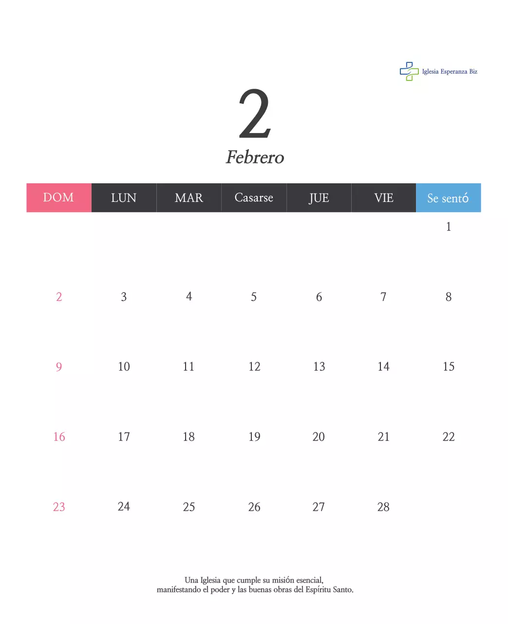 Caligrafía sencilla Promoción de la Iglesia Bíblica