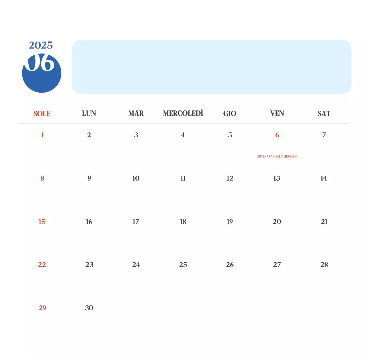 Calendario ospedaliero moderno blu