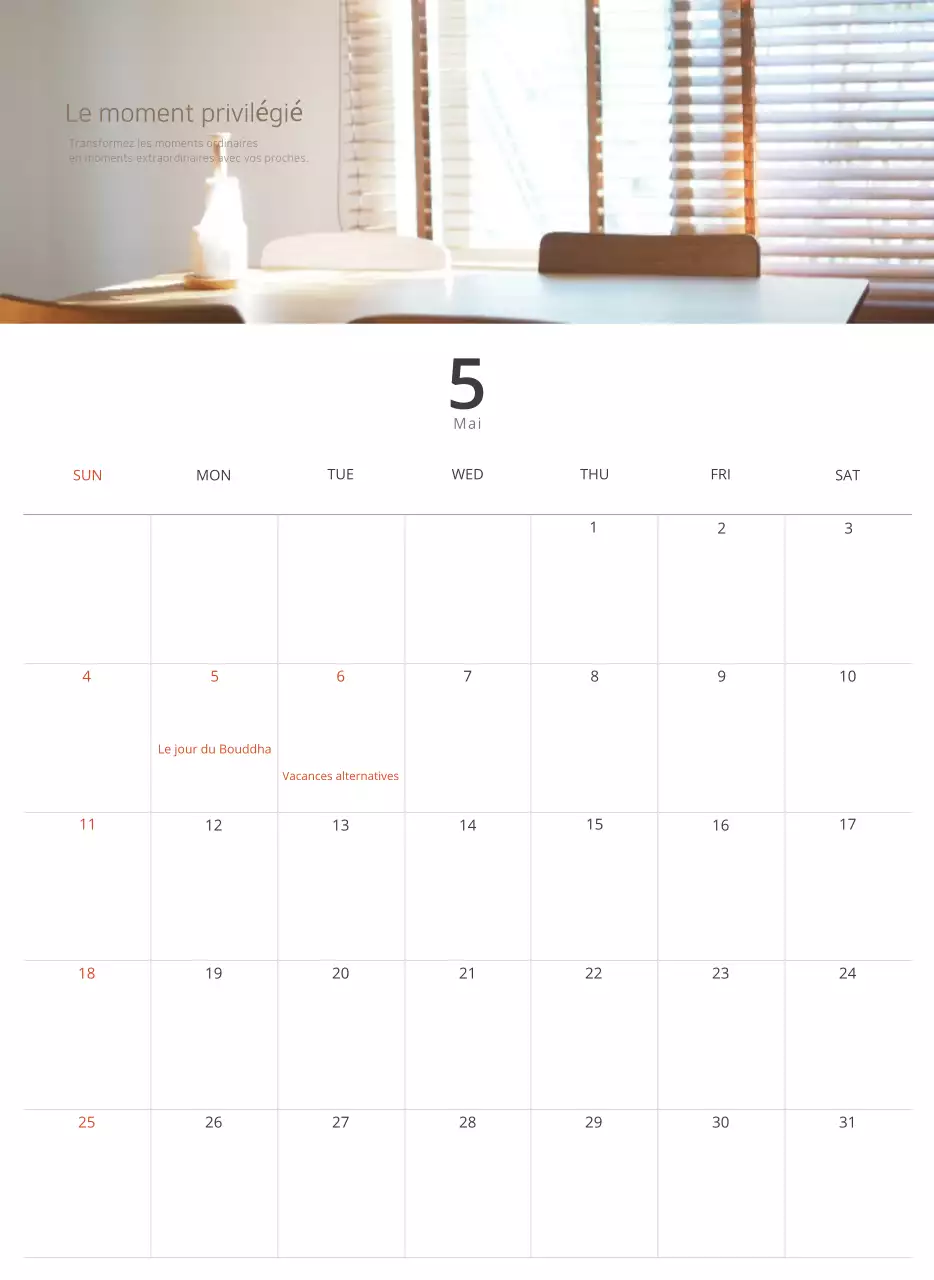 Calendrier intérieur minimaliste beige