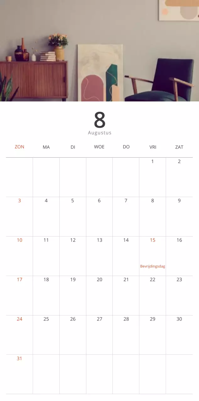 Beige minimalistische interieurkalender