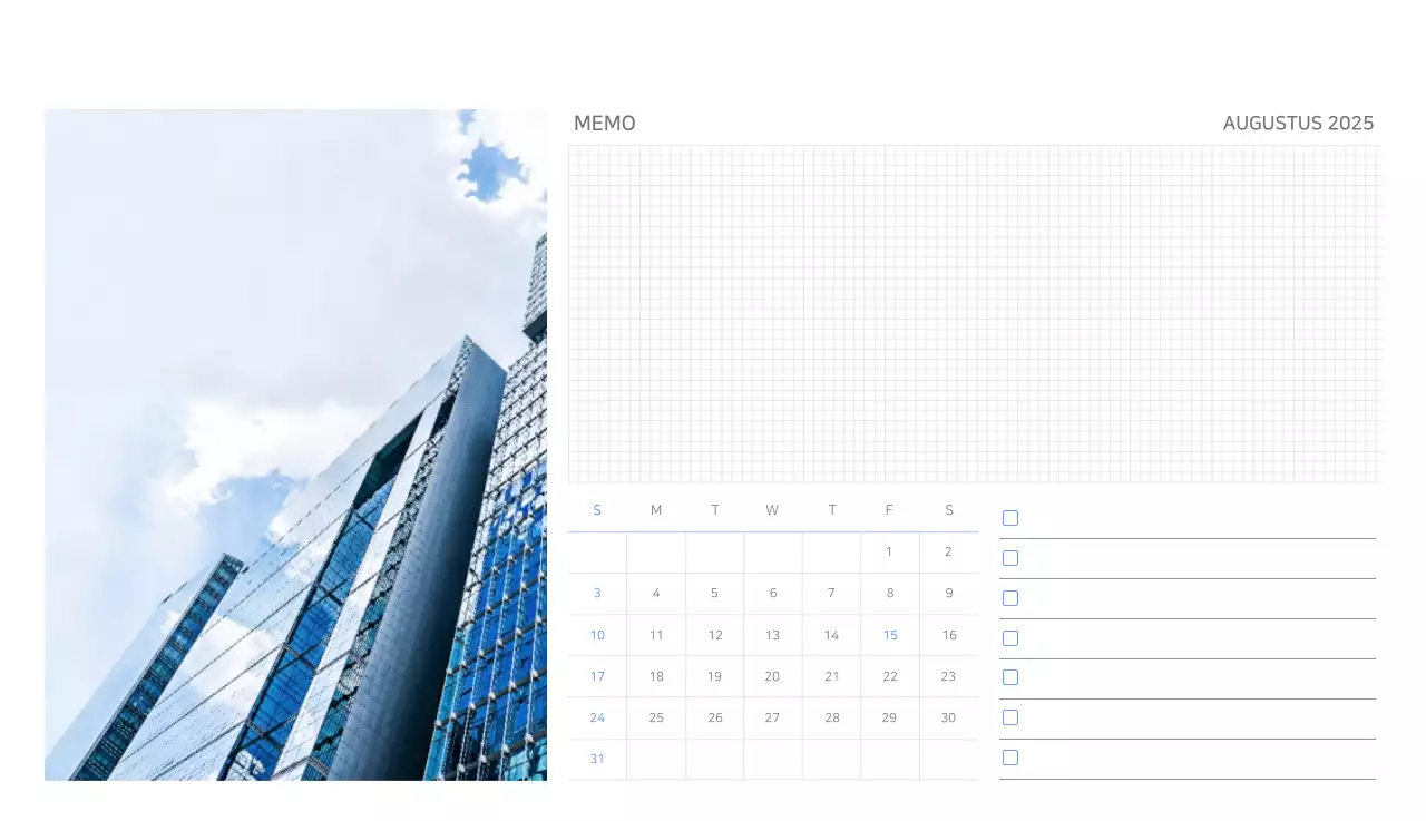 Blauwe Kalender Modern