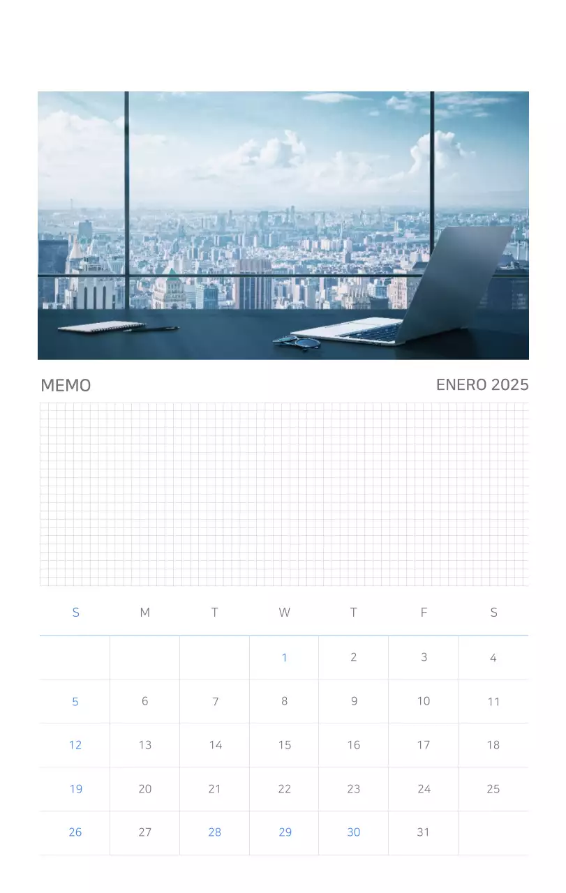 Calendario moderno azul Promociones de empresa