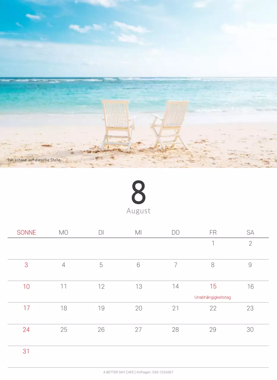 Weißer sauberer botanischer Naturkalender