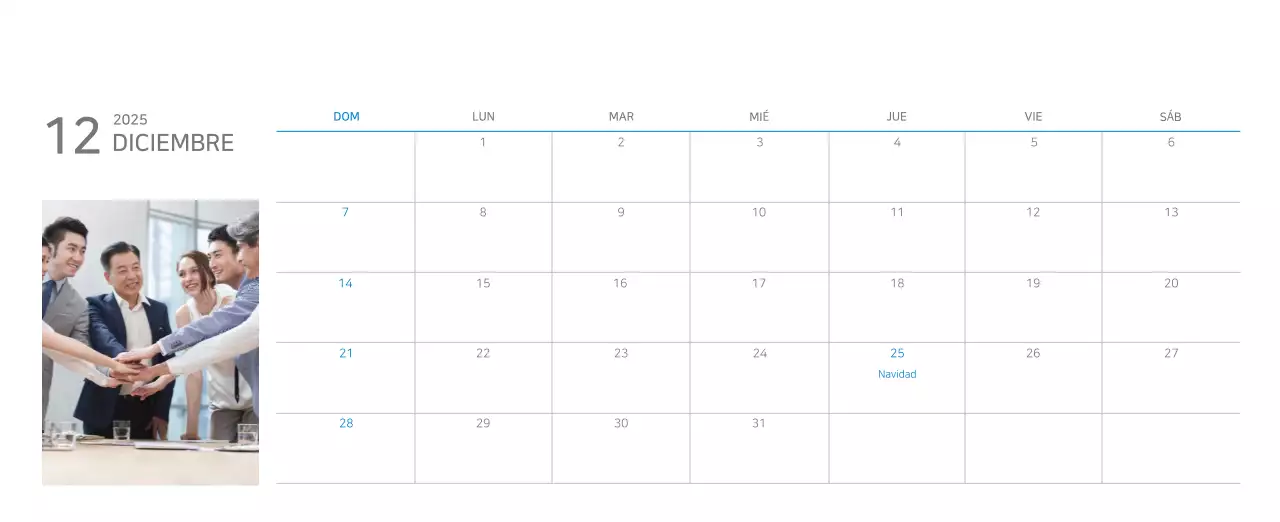 Calendario moderno azul Promociones de empresa