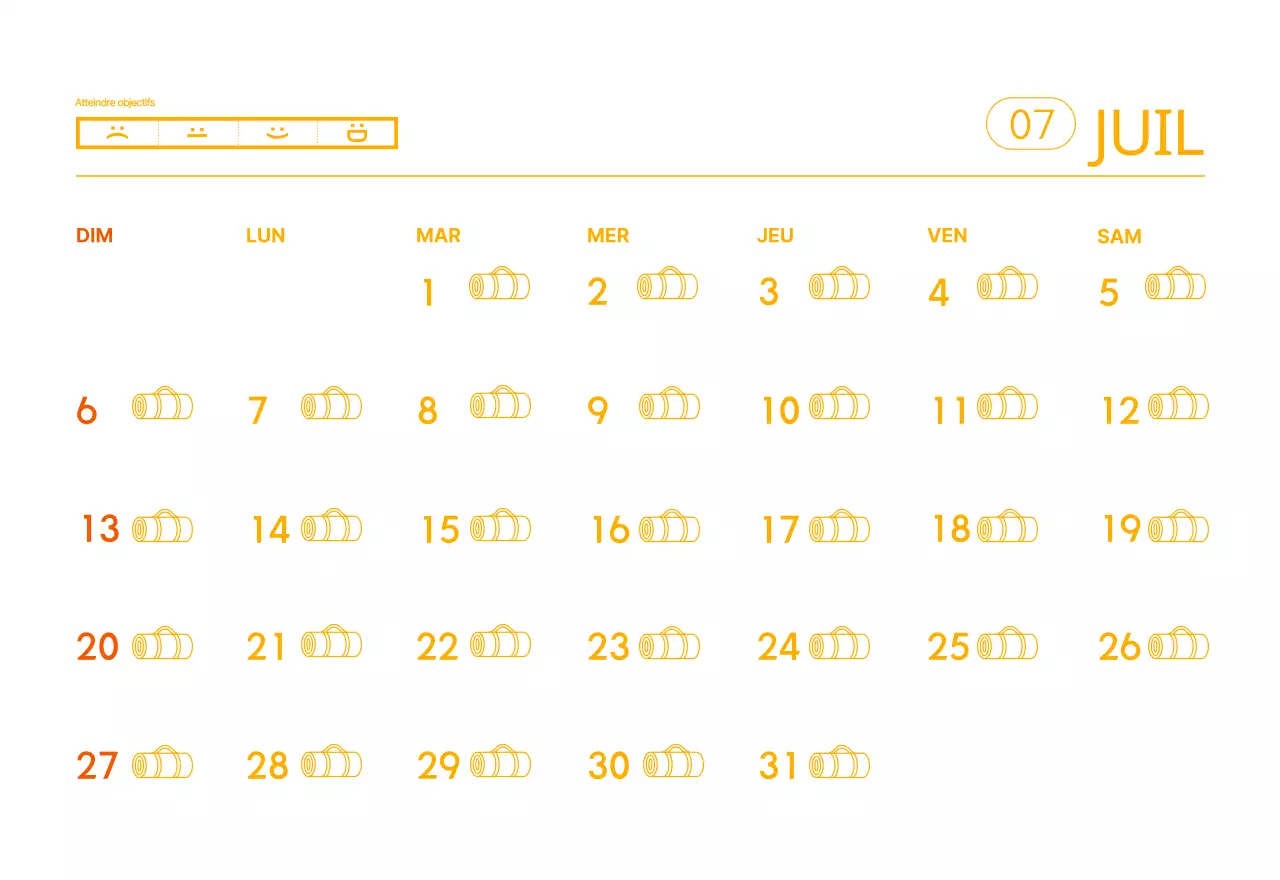 Calendrier promotionnel de yoga minimaliste orange