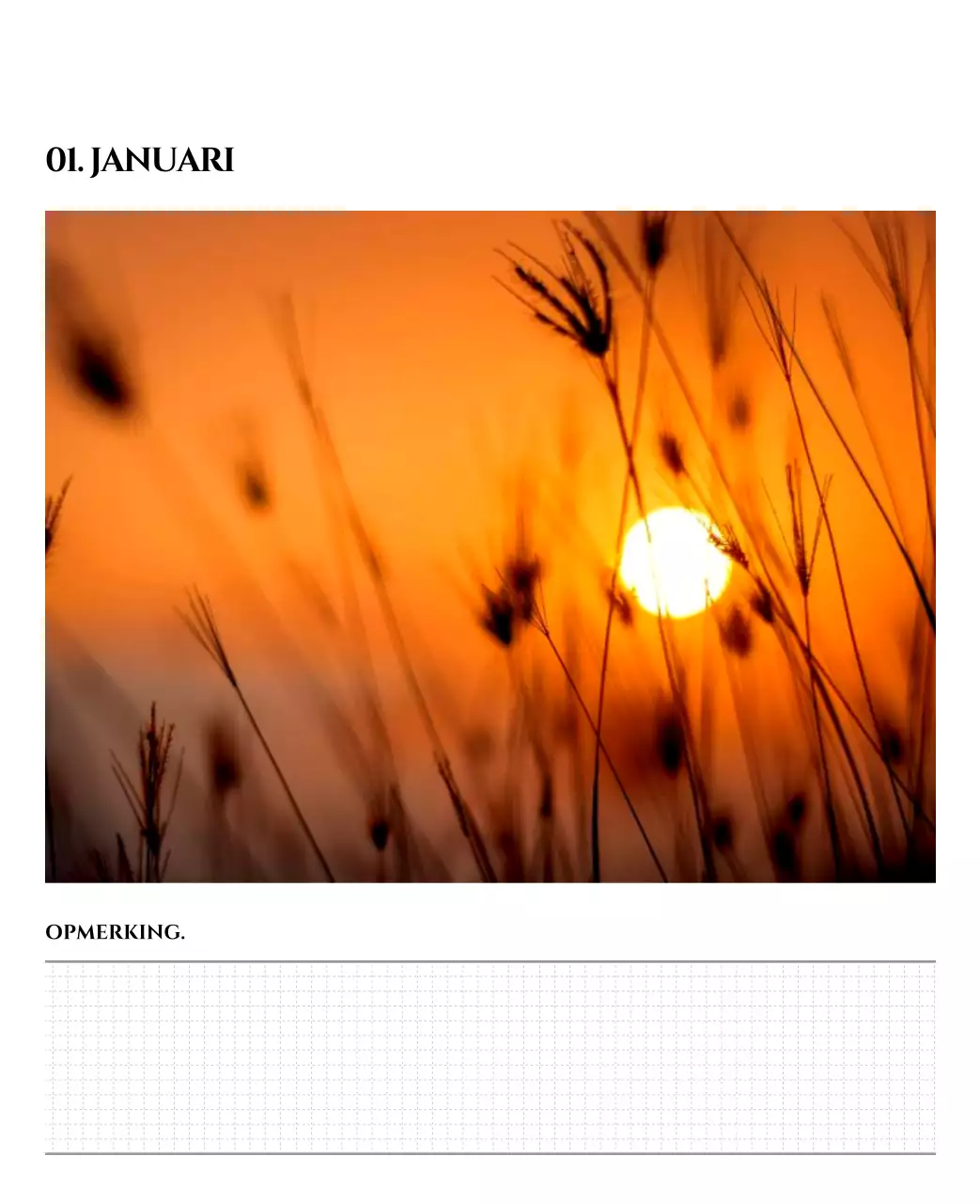 Eenvoudige kalender met zwart-wit emotionele reisfotografie concept