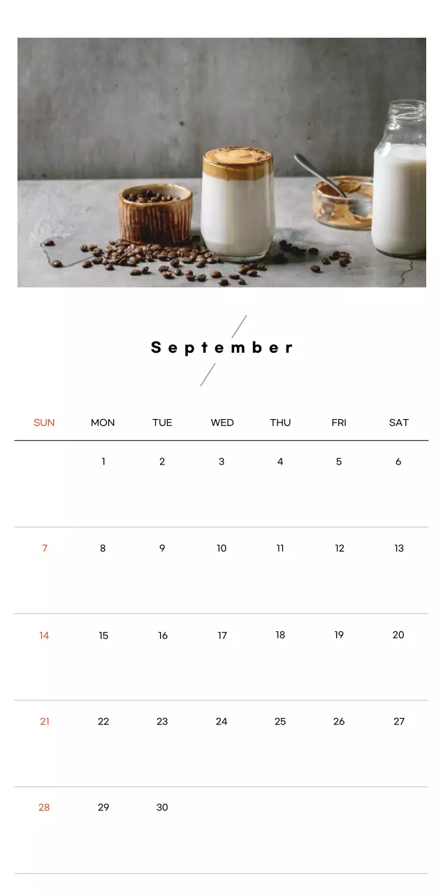 Minimalist coffee calendar