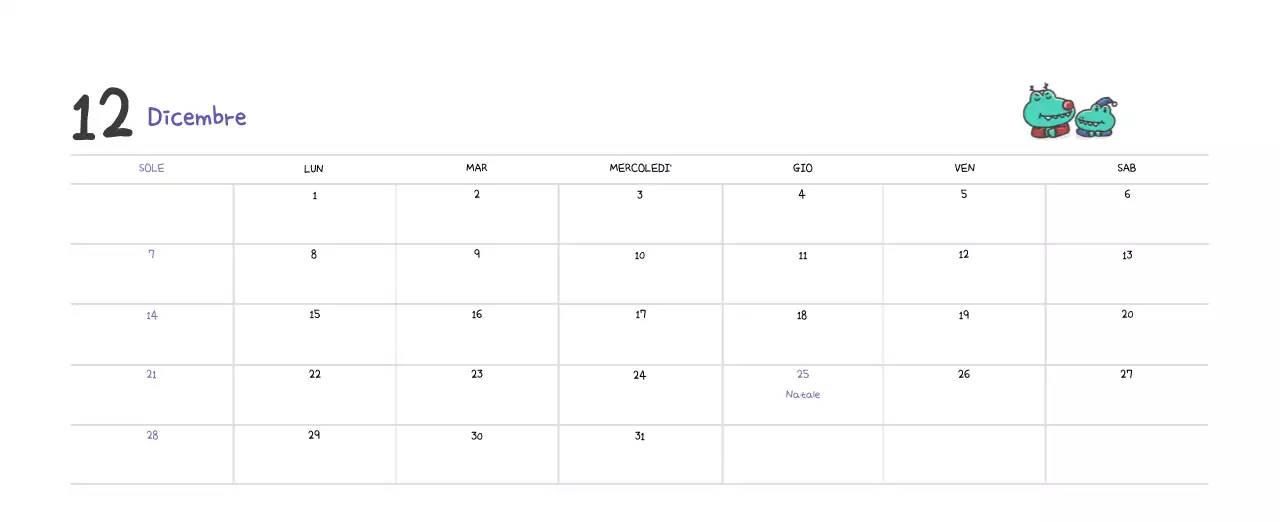 Un calendario con un simpatico concetto di illustrazione di Ago