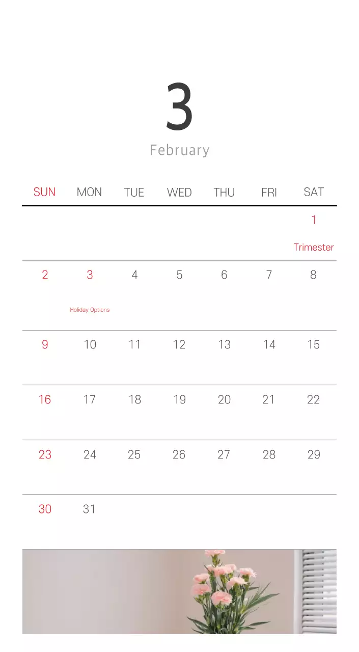 White clean botanical nature calendar