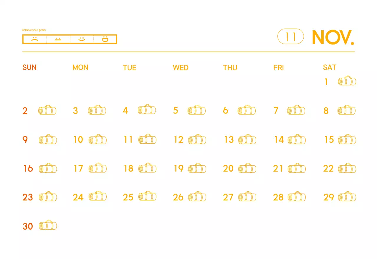 Kalender Promosi Yoga Minimalis Oranye