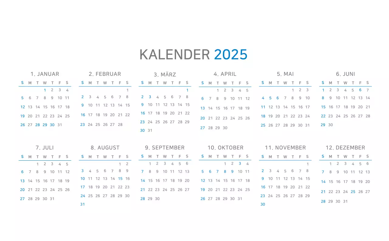 Blauer minimalistischer Kalender