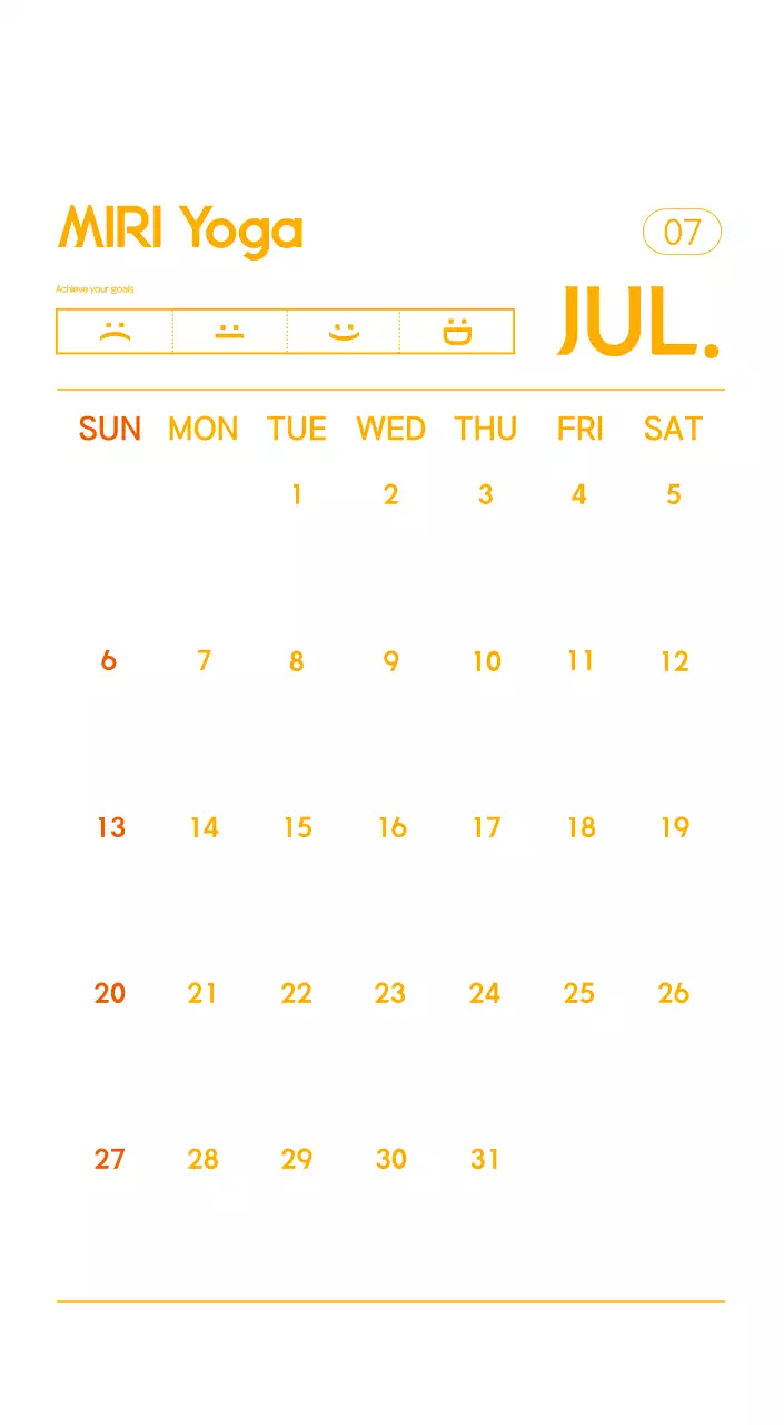 Orange Minimalist Yoga Promotional Calendar