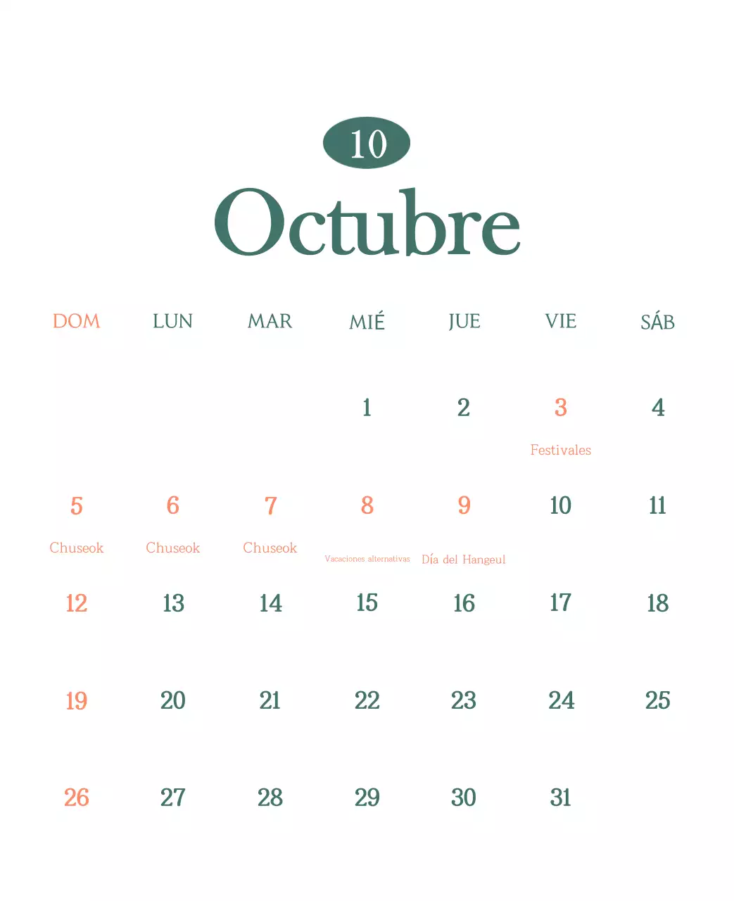 Un moderno calendario de cafeterías con recomendaciones para la bebida del mes