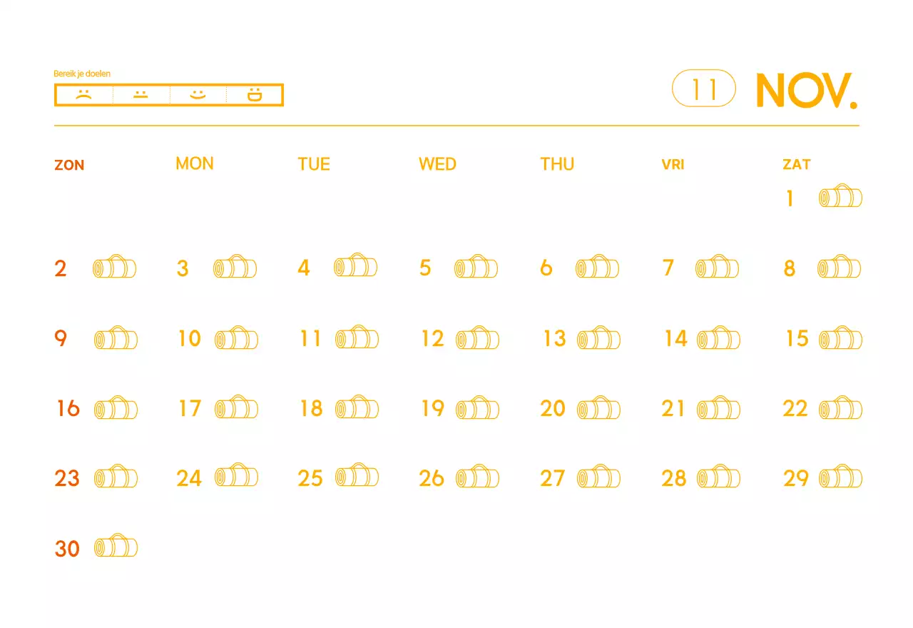 Oranje Minimalistische Yoga Promotiekalender