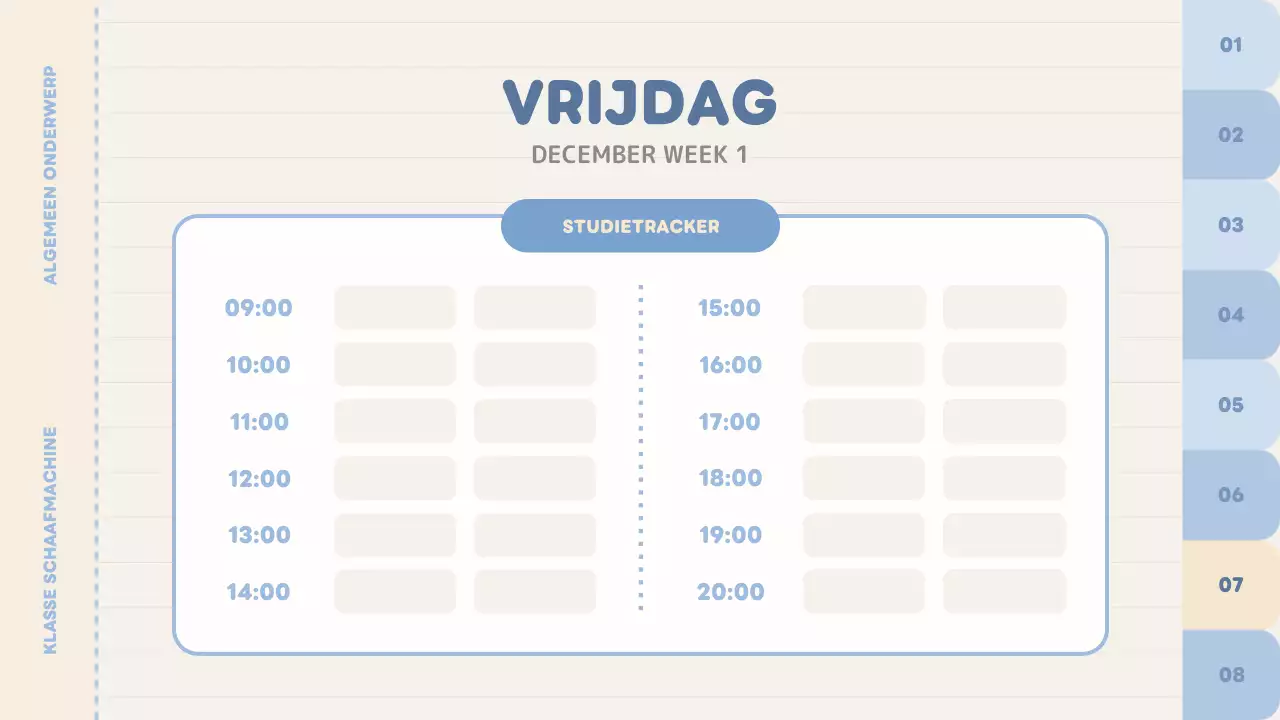 blauwe effen klassenplanner