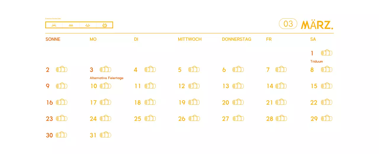 Orange Minimalistischer Yoga-Aktionskalender