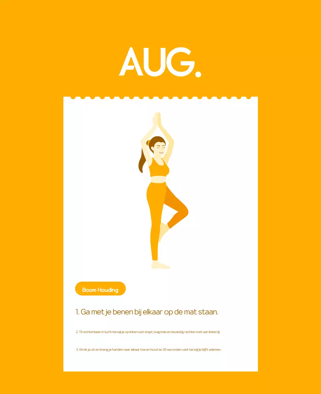 Oranje Minimalistische Yoga Promotiekalender