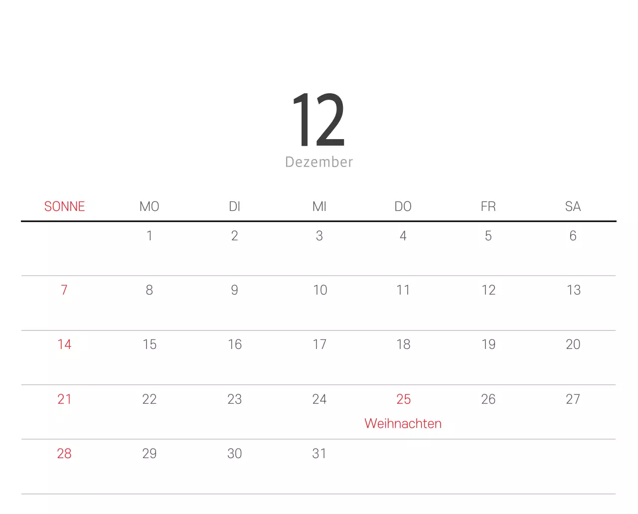 Weißer sauberer botanischer Naturkalender