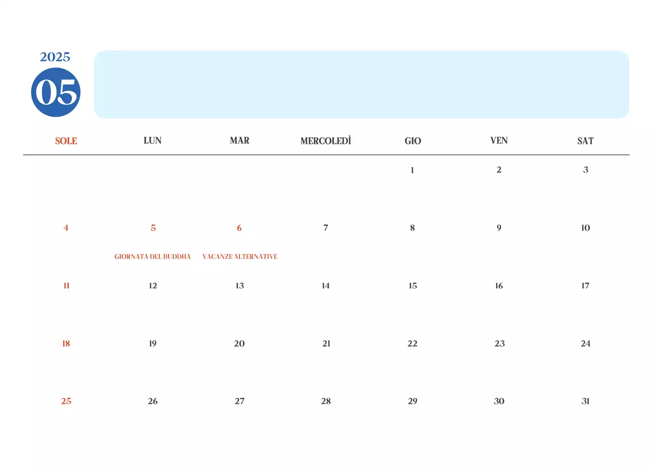 Calendario ospedaliero moderno blu