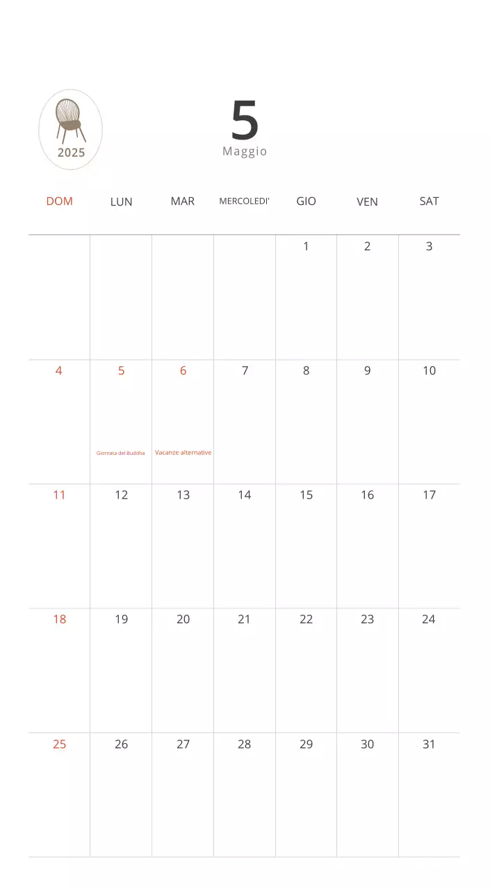 Calendario interno minimalista beige