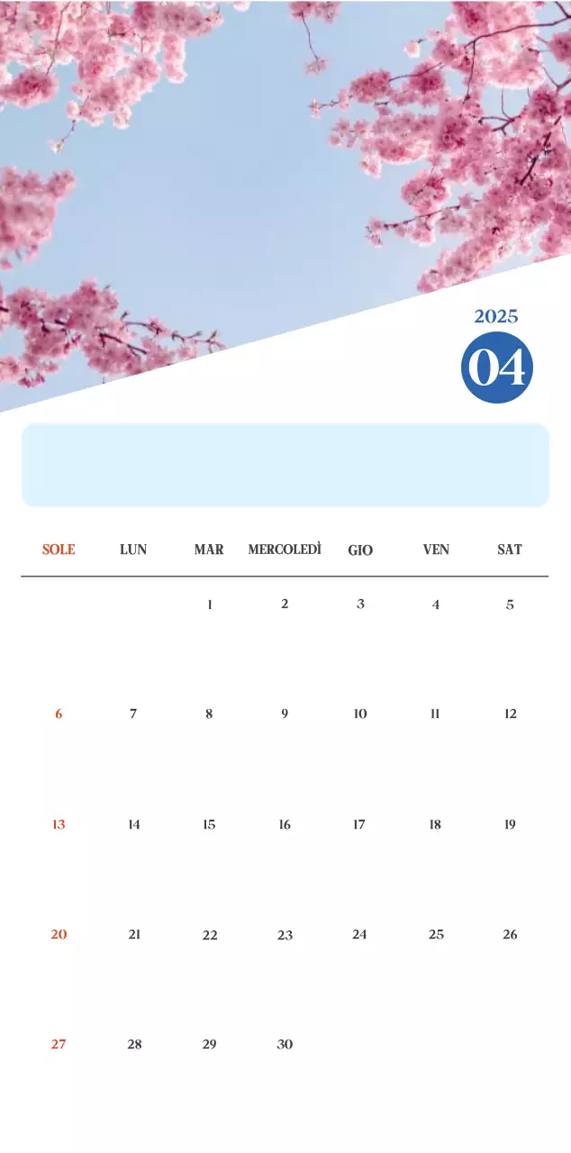 Calendario ospedaliero moderno blu