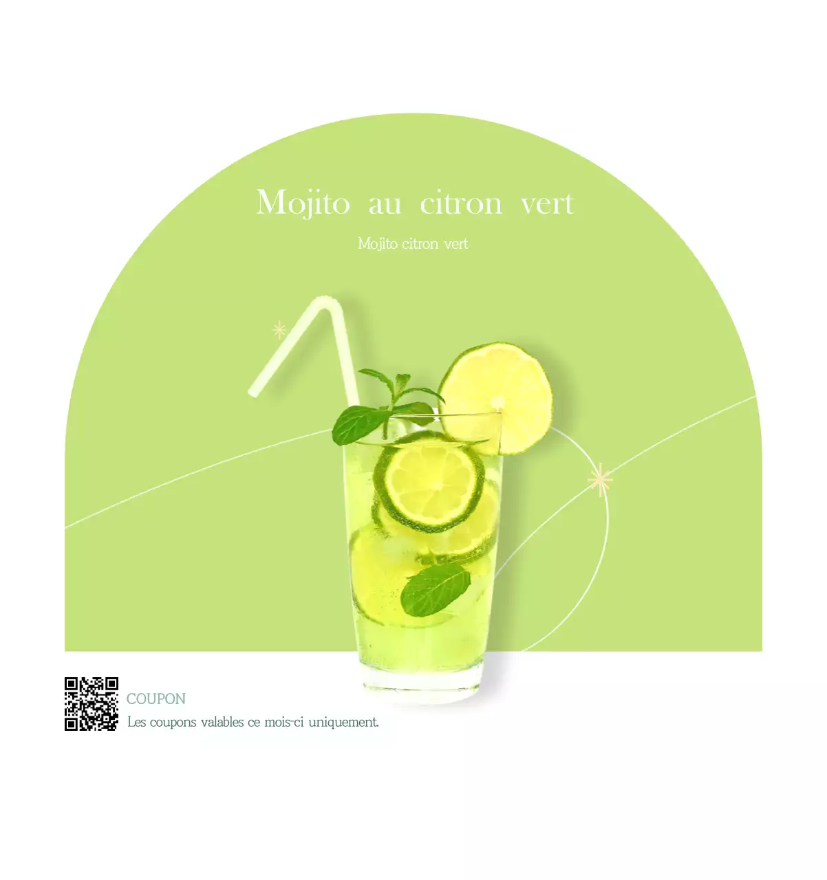 Un calendrier moderne pour les cafés avec des recommandations sur la boisson du mois.