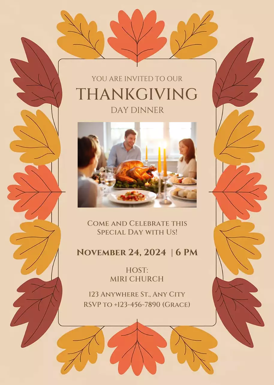 Beige Traditional Thanksgiving Invitation Poster