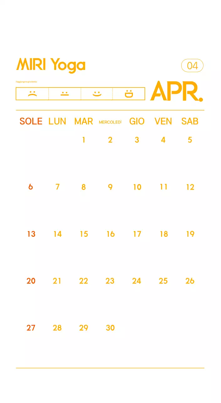 Calendario promozionale arancione dello yoga minimalista