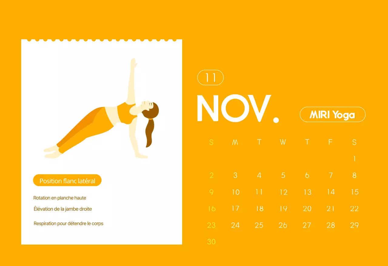 Calendrier promotionnel de yoga minimaliste orange