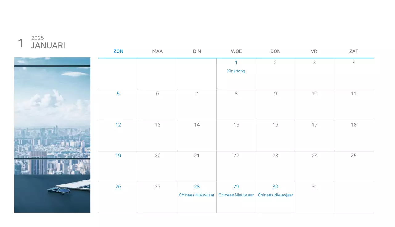 Blauwe Kalender Modern