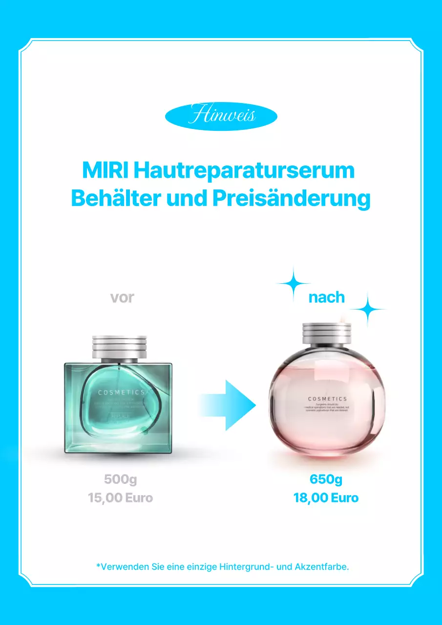 Hellblau Modern Cosmetics Ankündigung