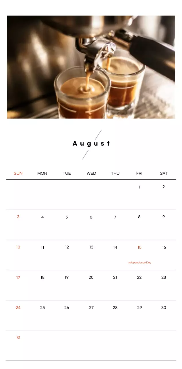Minimalist coffee calendar