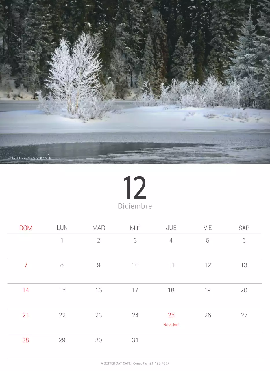 Calendario blanco de naturaleza botánica limpia