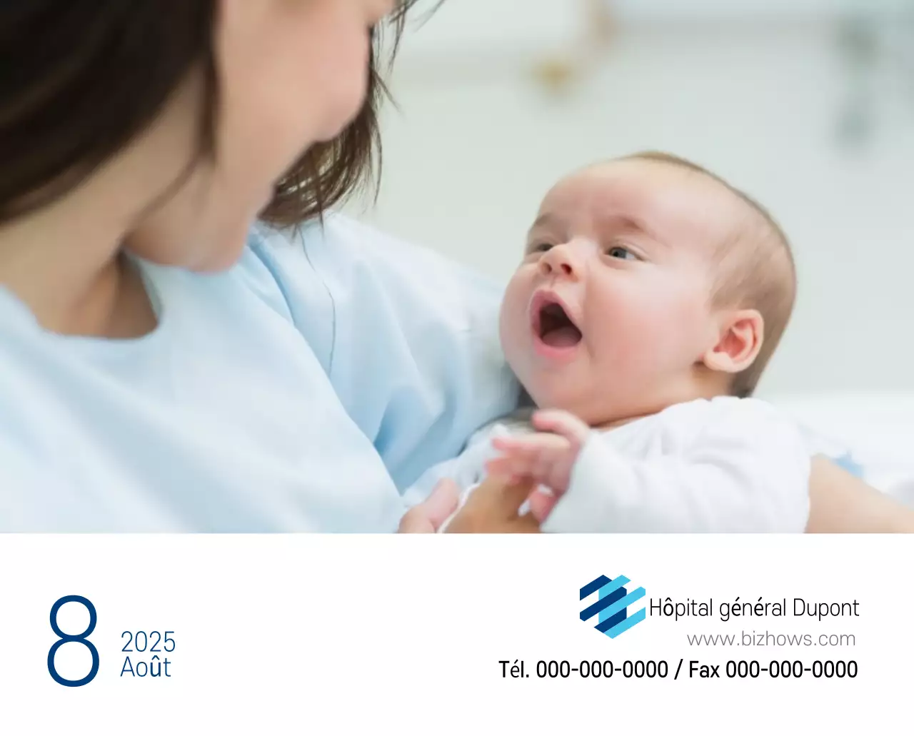 Calendrier promotionnel d'hôpital simple blanc marine