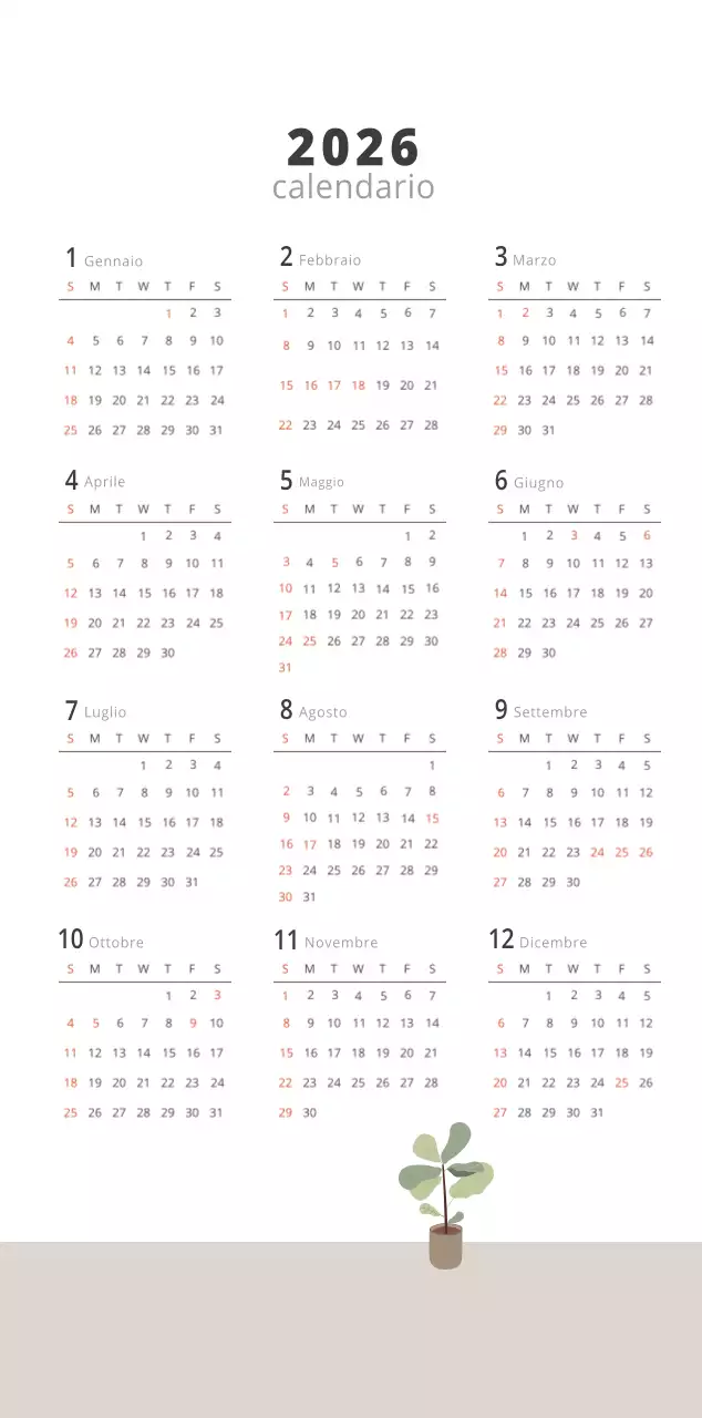 Calendario interno minimalista beige