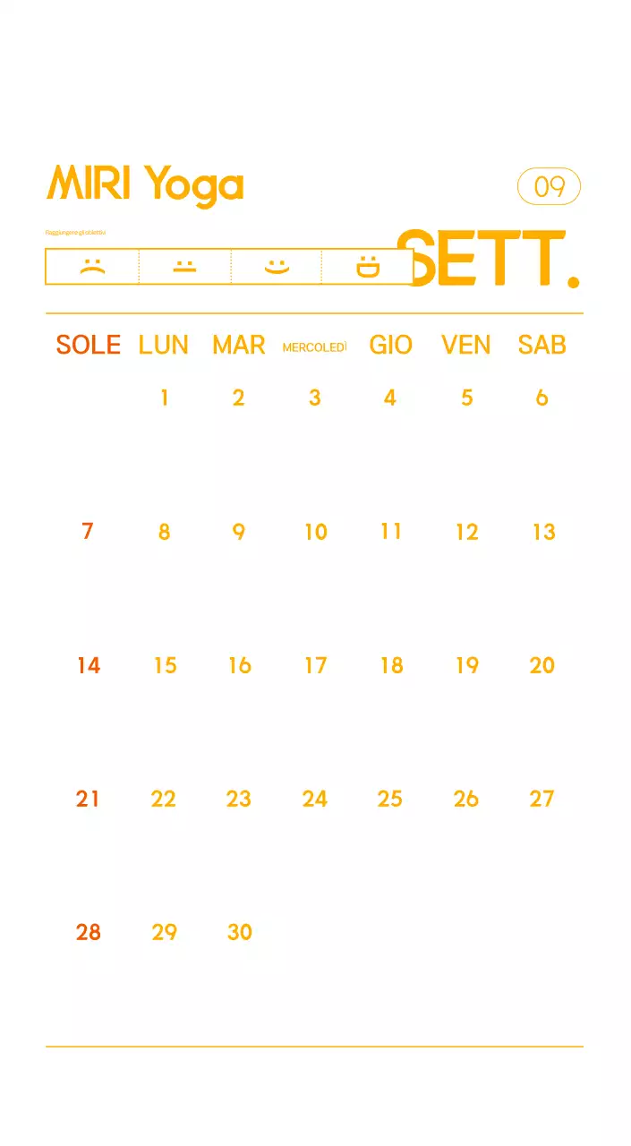 Calendario promozionale arancione dello yoga minimalista
