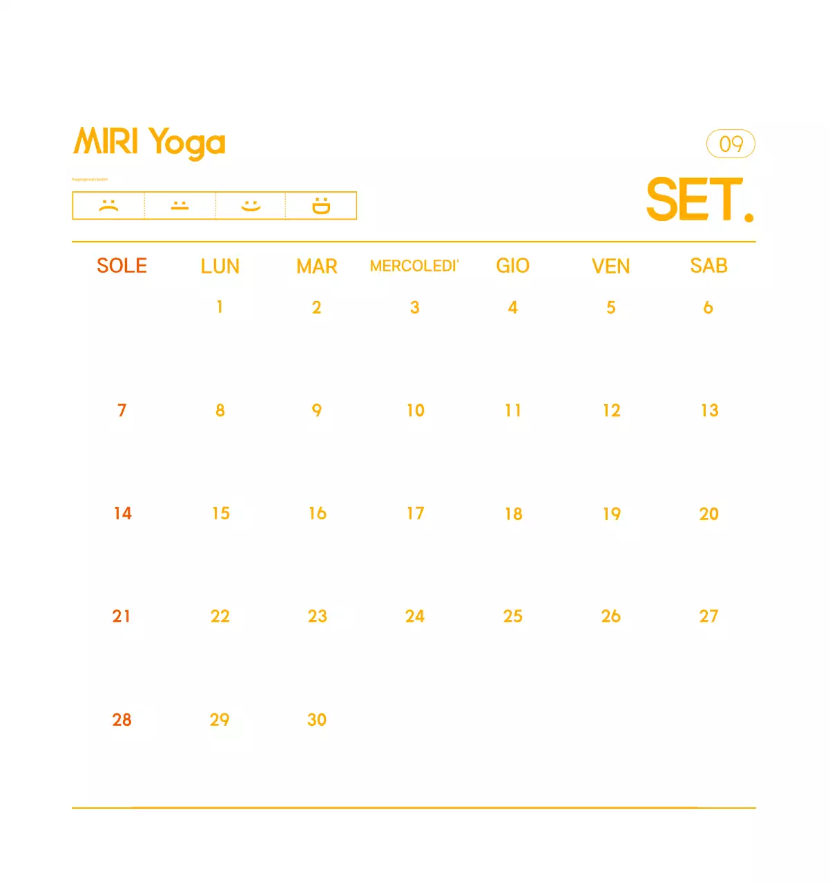 Calendario promozionale arancione dello yoga minimalista
