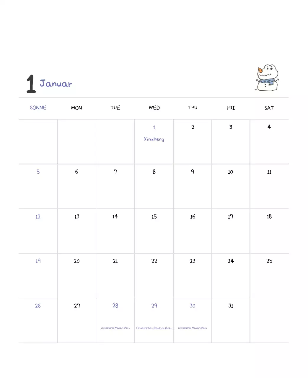 Ein Kalender mit einem niedlichen Ago-Illustrationskonzept