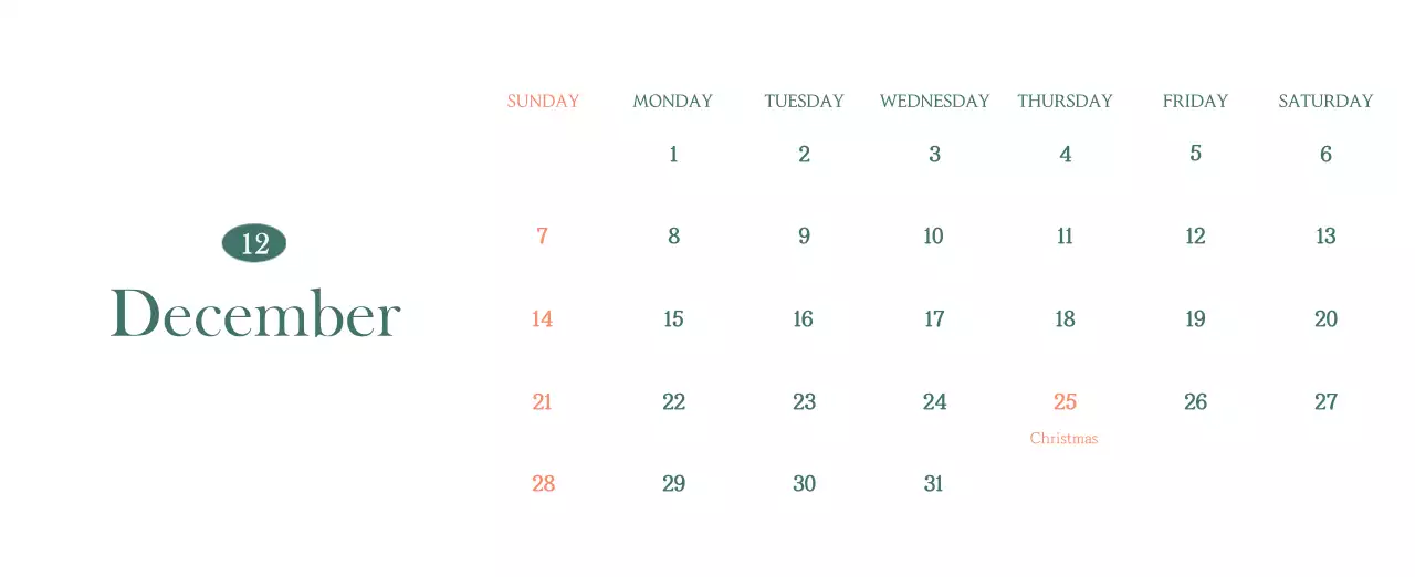 A modern cafe calendar with drink of the month recommendations