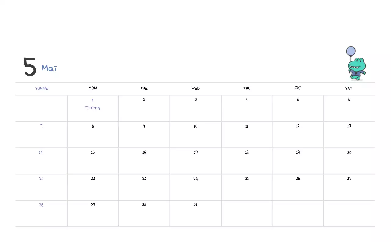 Ein Kalender mit einem niedlichen Ago-Illustrationskonzept