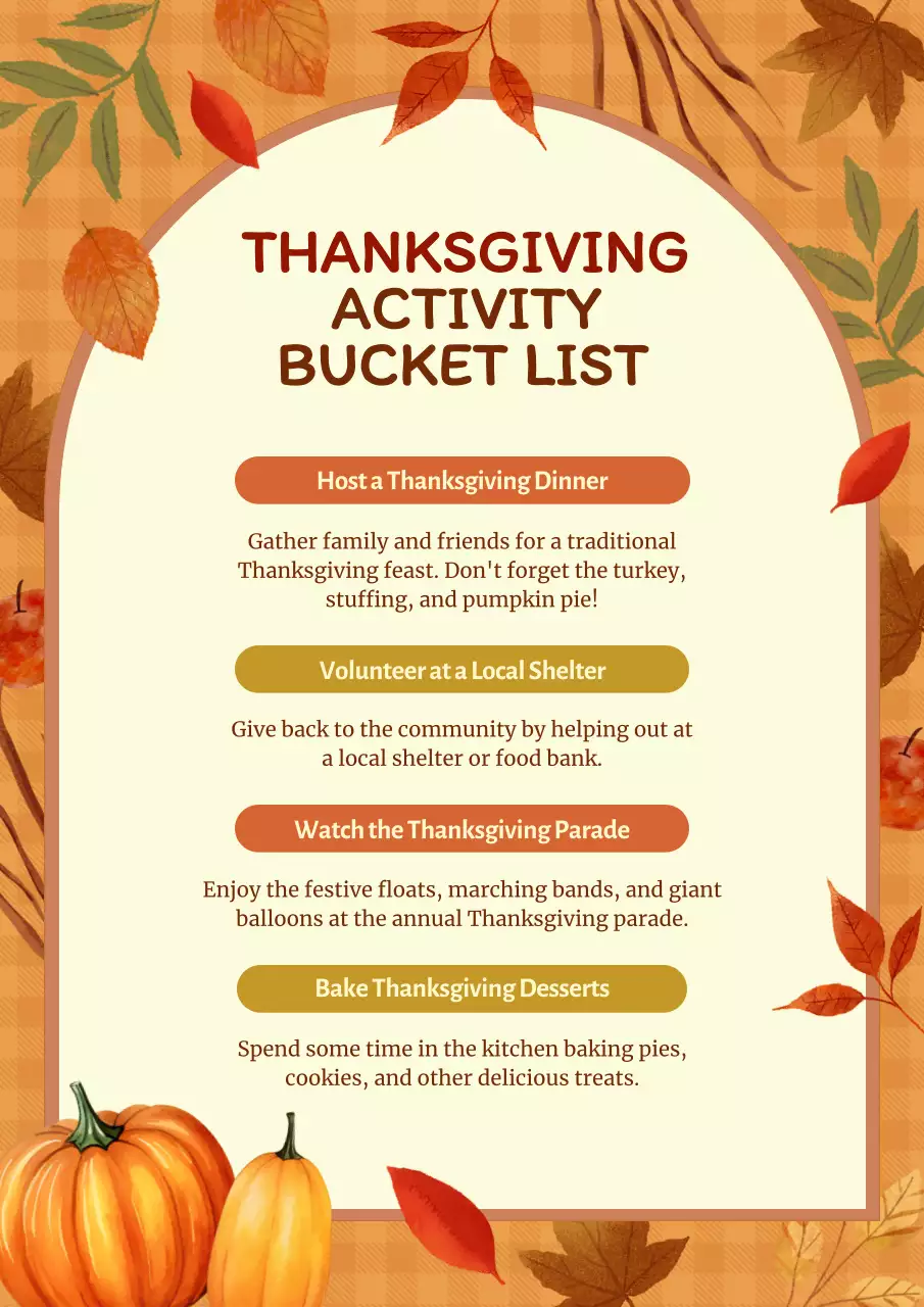 Orange Rustic Thanksgiving Checklist Poster