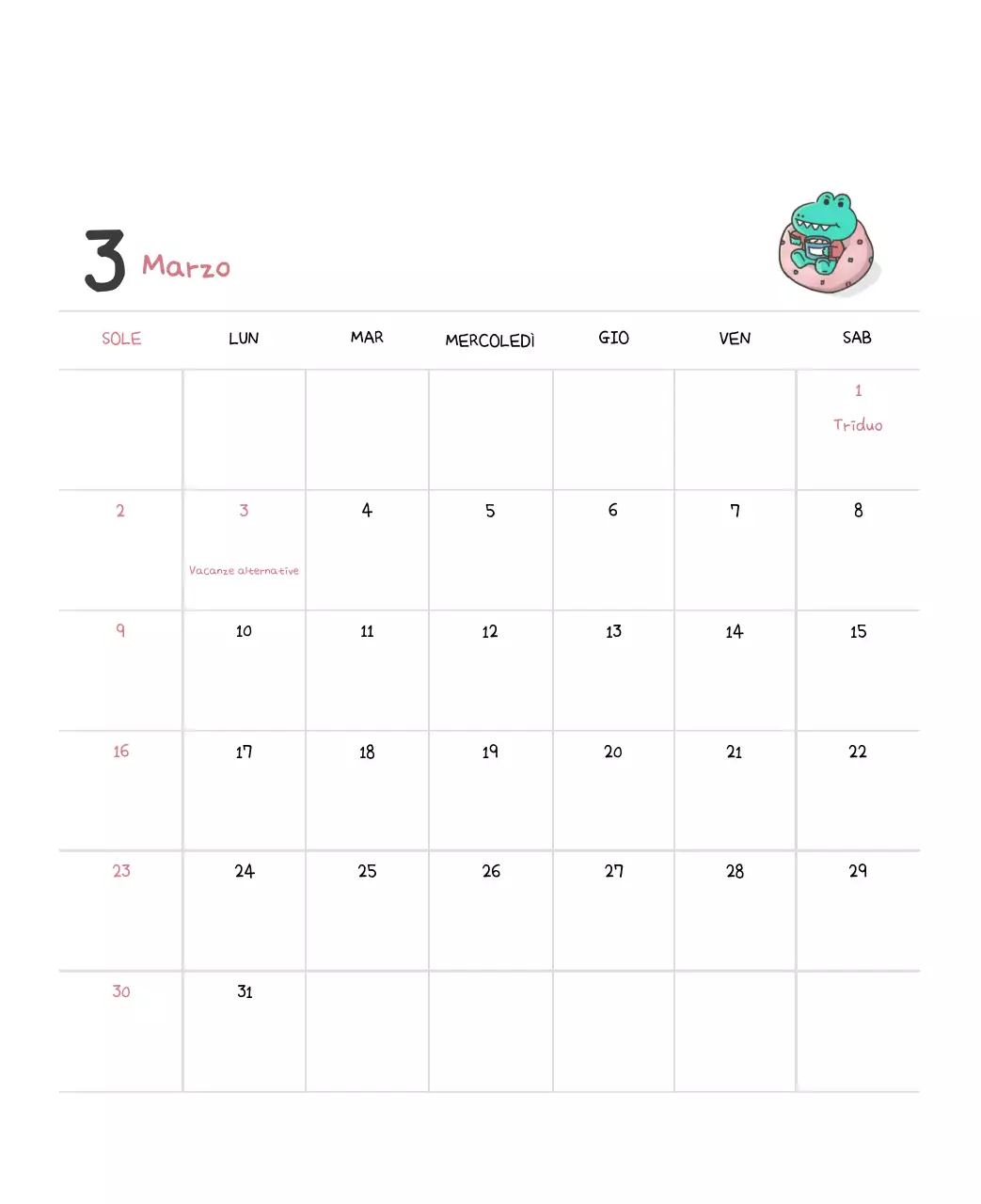 Un calendario con un simpatico concetto di illustrazione di Ago