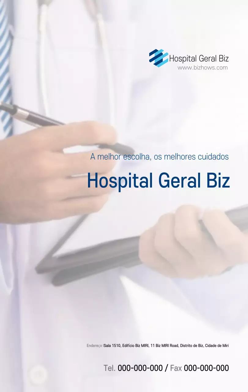 Calendário promocional hospitalar simples branco-marinho