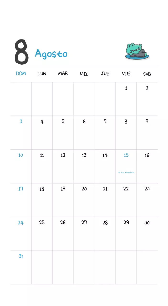 Un calendario con un bonito concepto de ilustración de Ago