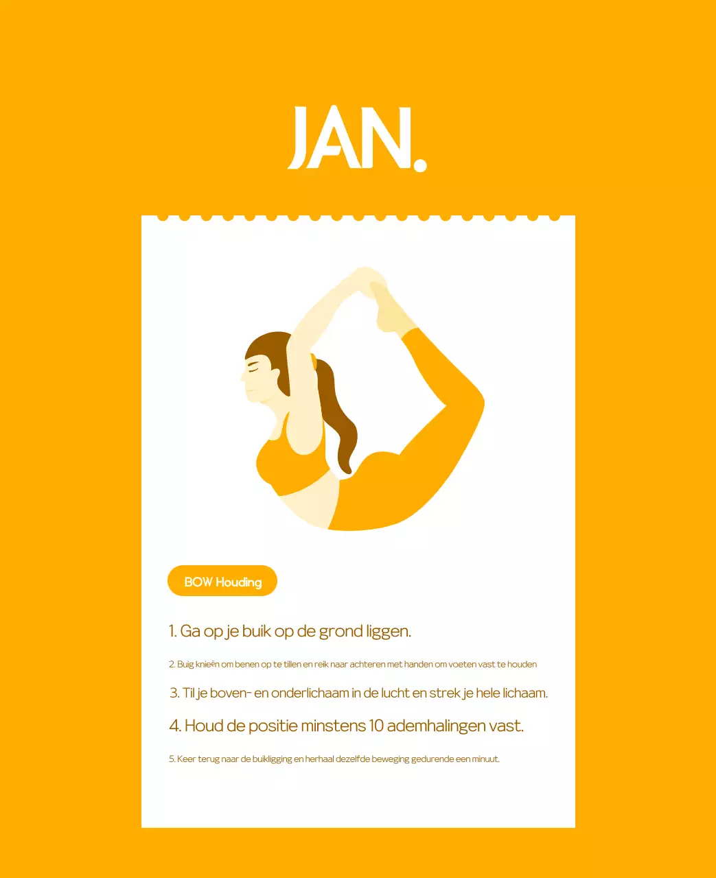 Oranje Minimalistische Yoga Promotiekalender
