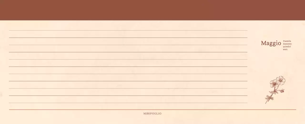 Un calendario sentimentale per fioristi in carta di lana marrone chiaro e marrone.