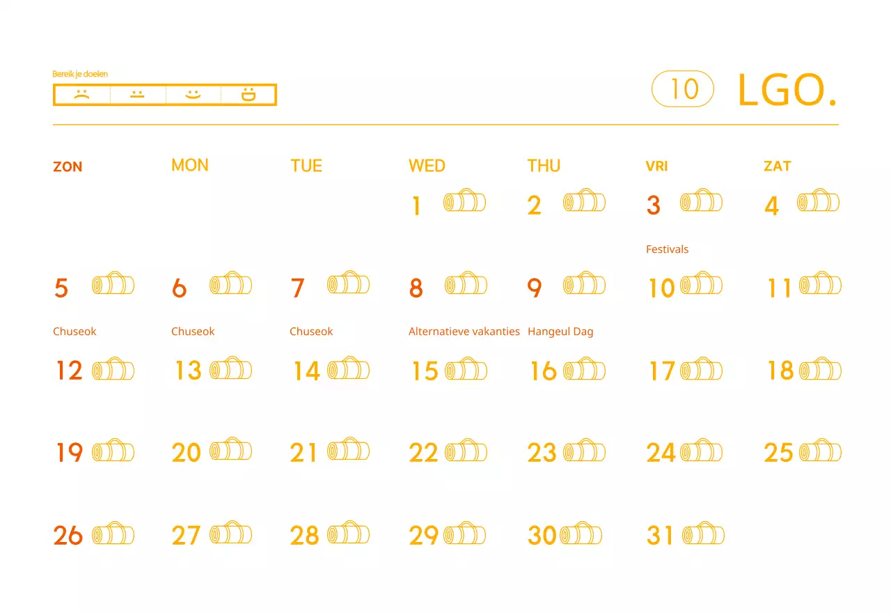 Oranje Minimalistische Yoga Promotiekalender