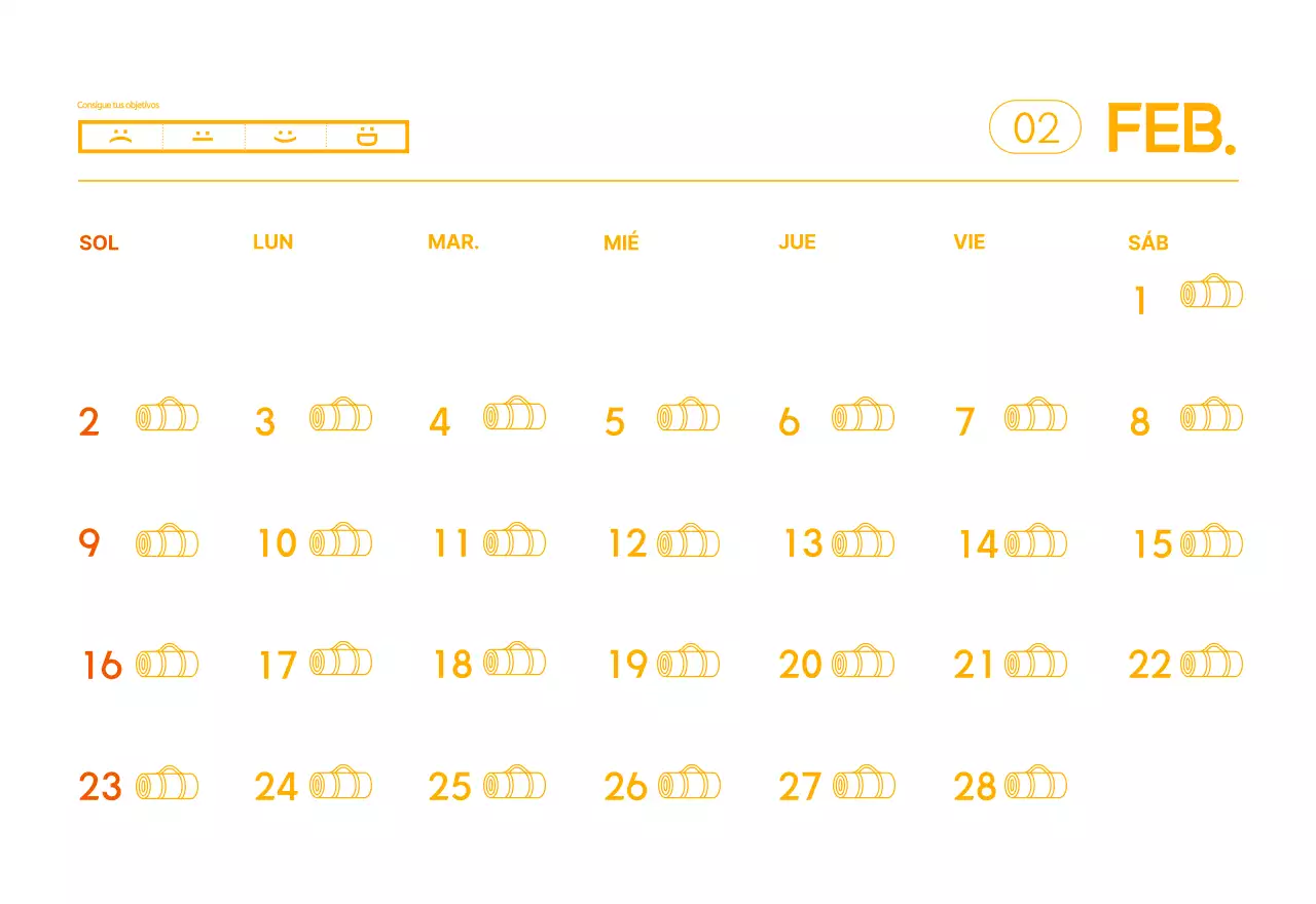 Calendario promocional de yoga minimalista naranja